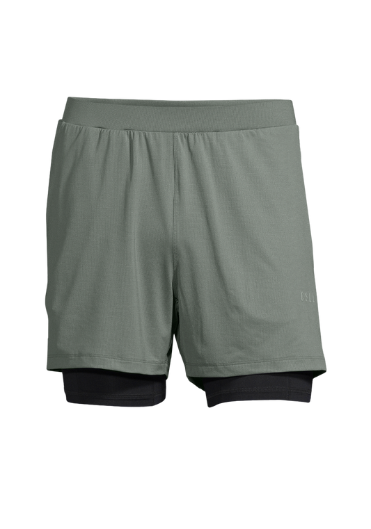 Casall Double Layer Shorts - Sage Grey