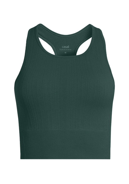 Multi Rib Seamless Padded Sports Top - Dark Pine