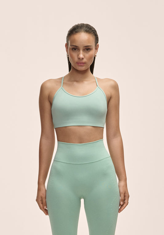 Sleek Strappy Sports Bra - Statue Green