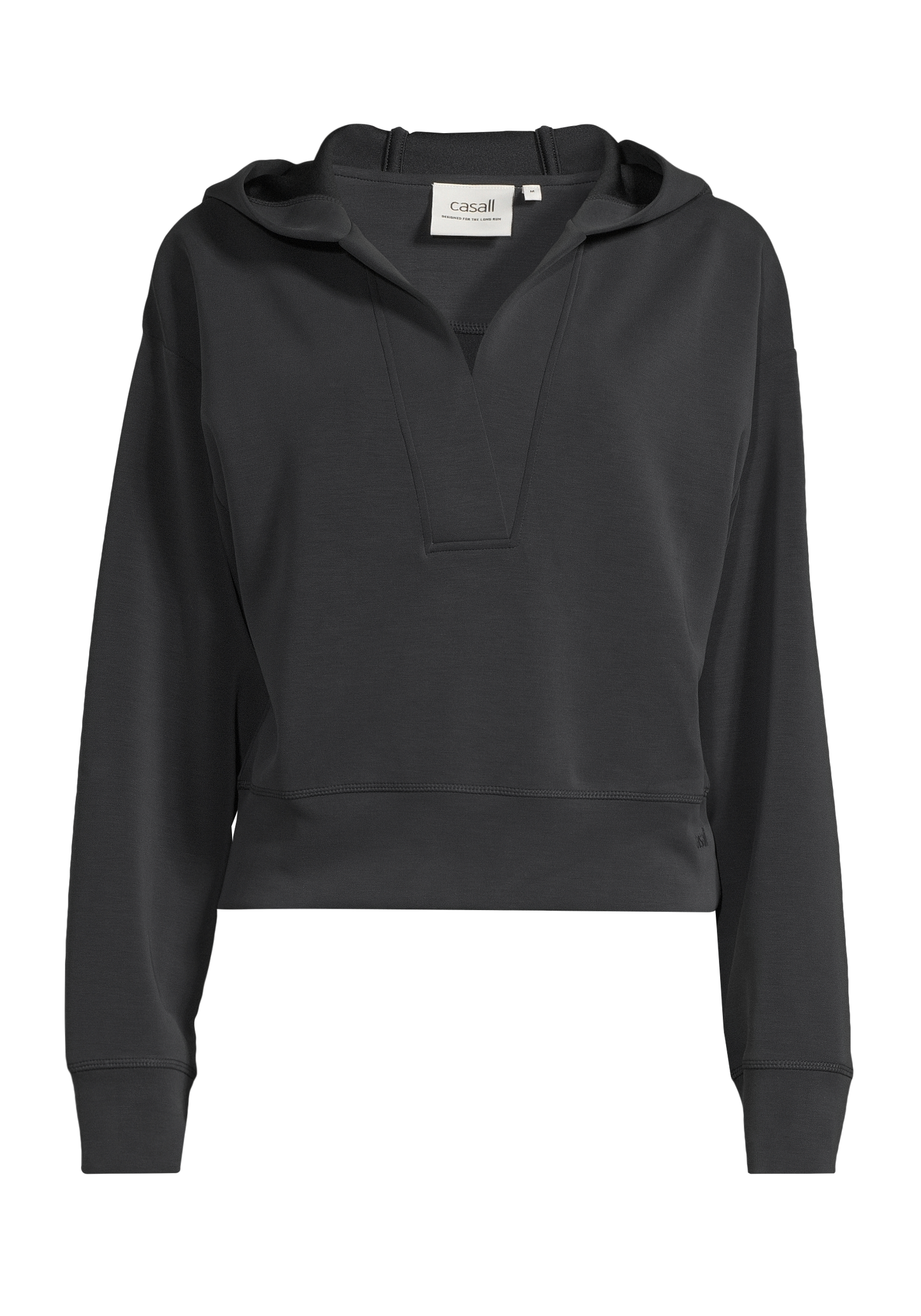 Peachy V-Neck Hoodie - Black