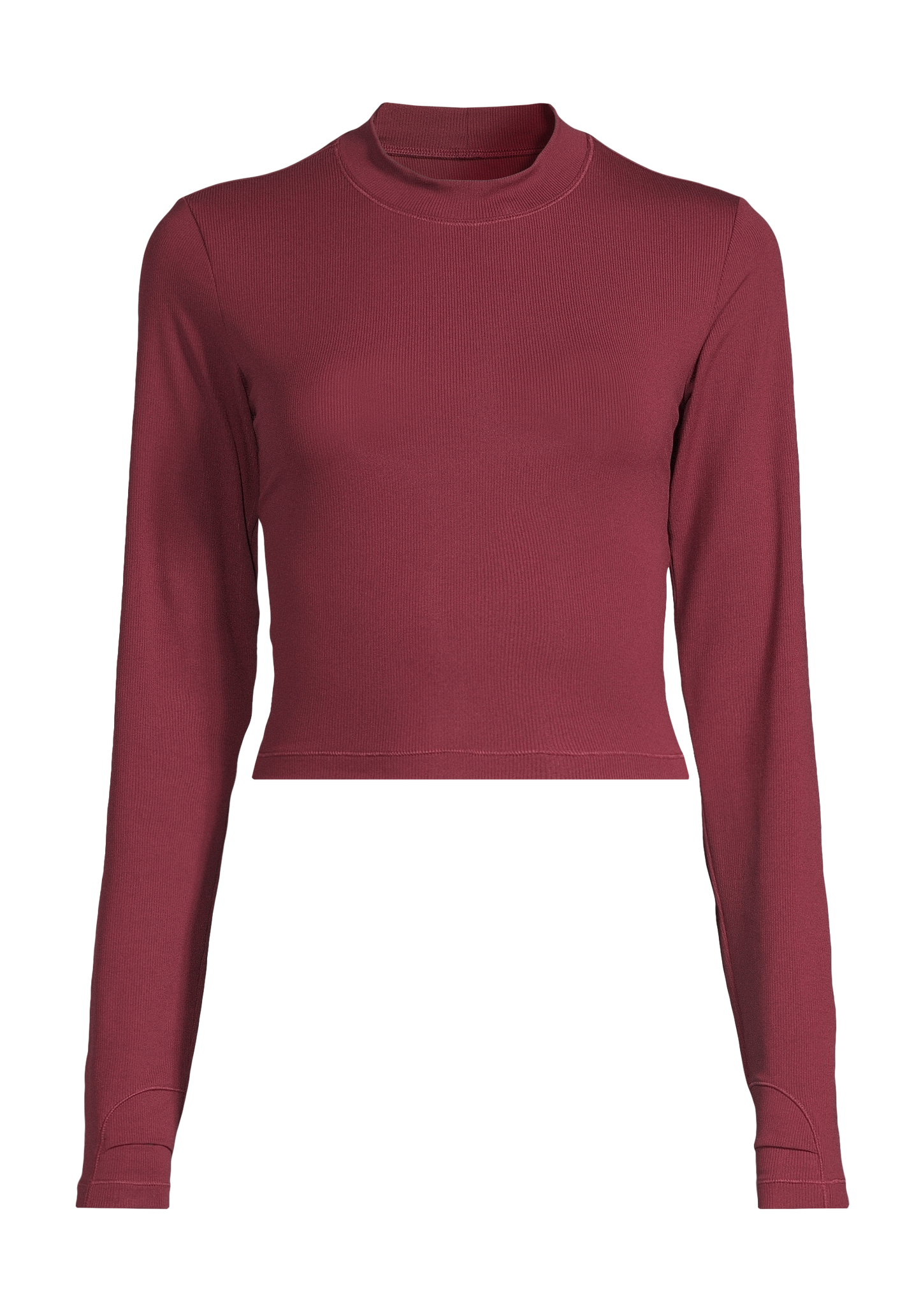 Soft Rib Mock Neck Long Sleeve - Evening Red