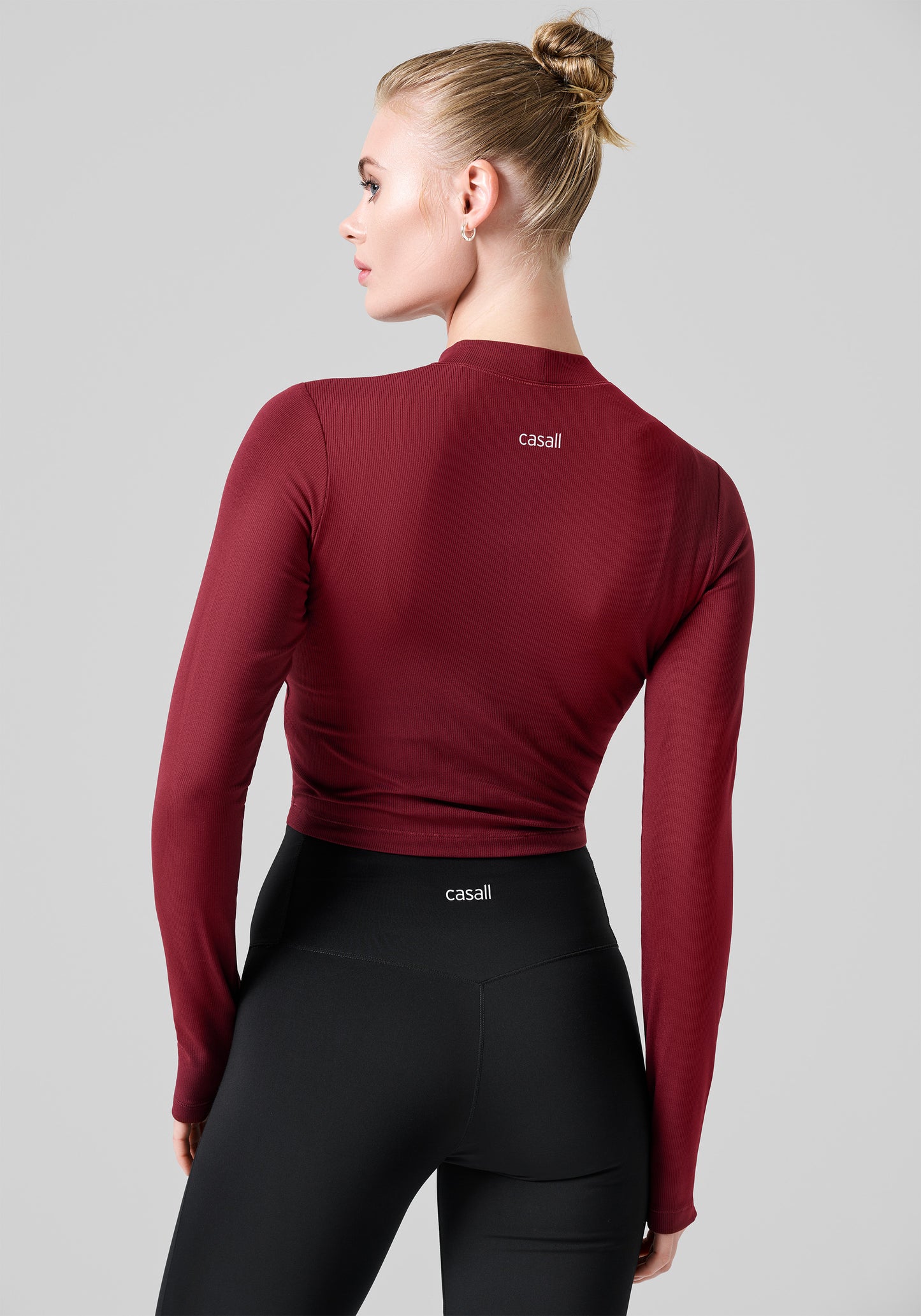 Soft Rib Mock Neck Long Sleeve - Evening Red