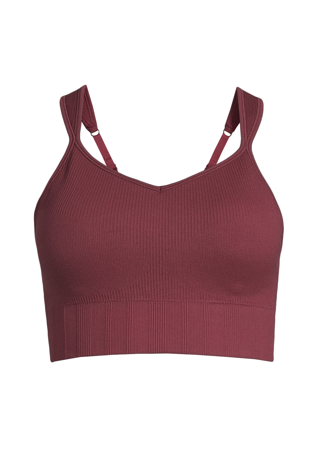 Seamless Rib Padded Sports Bra - Evening Red