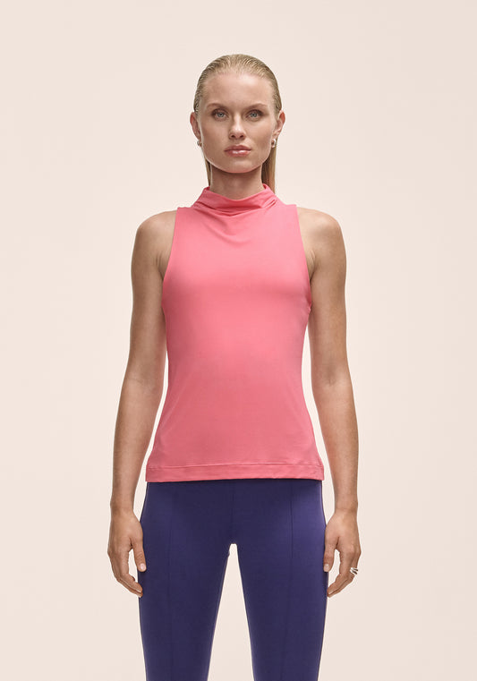 Drapy Funnel Neck Top - Soft Berry