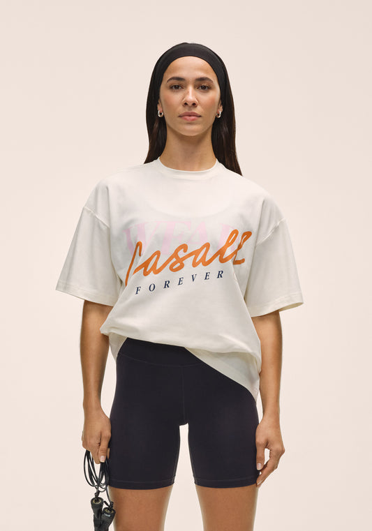 Oversized Cotton Blend Tee - Off White