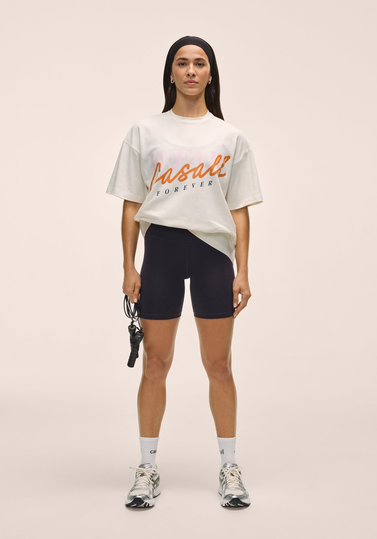 Oversized Cotton Blend Tee - Off White