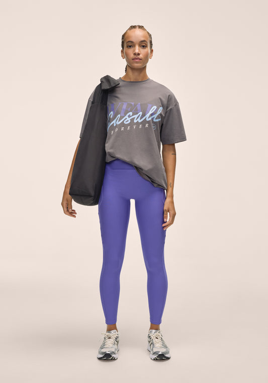 Oversized Cotton Blend Tee - Dk Grey