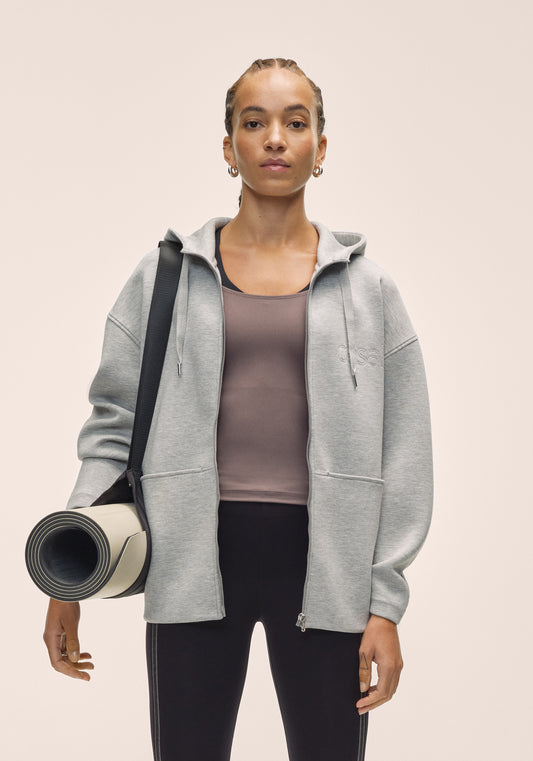 Scuba Billow Zip Hoodie - Grey Melange
