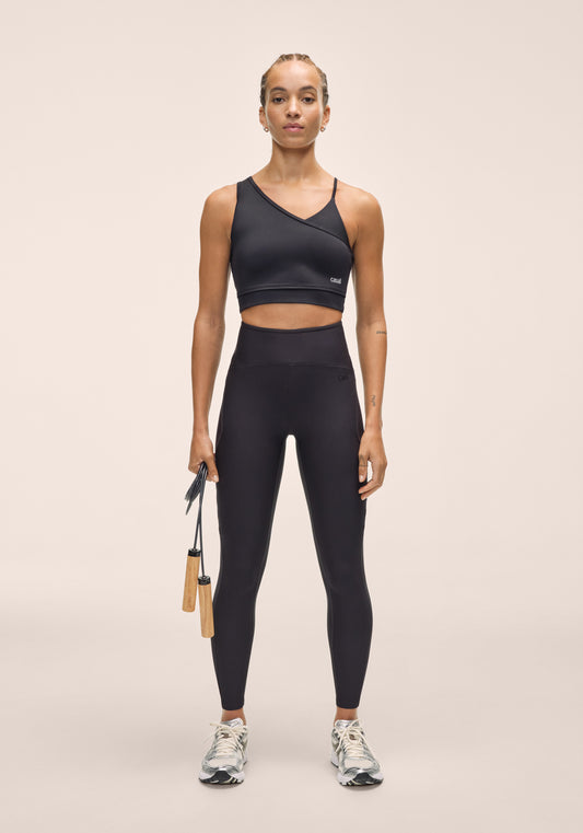 Twist Cut Out High Waist Tights - Black