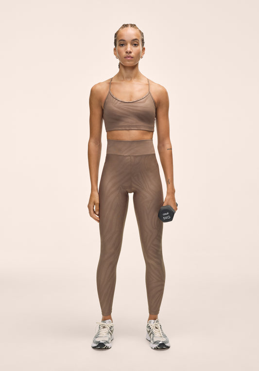 Heat Printed High Waist Tights - Zebra Khaki